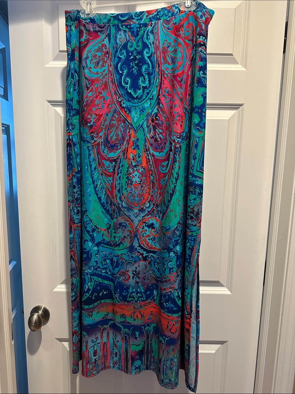 Chico's Teal and Purple Paisley Maxi Skirt - like new!